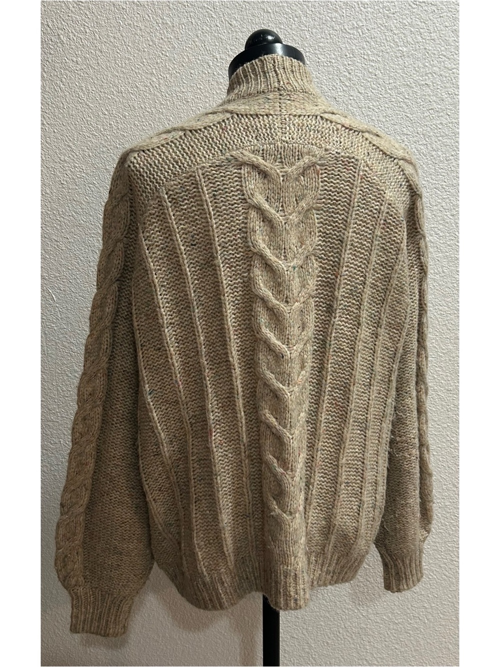 Madewell Chunky Cable Knit Wool Silk Blend Open Front Cardigan Sweater XXS Beige - Picture 2 of 6